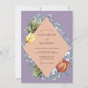 Amethyst Abrikoos Tulp Eucalyptus Bruiloft Kaart