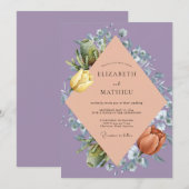 Amethyst Abrikoos Tulp Eucalyptus Bruiloft Kaart (Voorkant / Achterkant)
