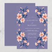Amethyst Abrikoos Wilde Bloemen Bruiloft Kaart (Voorkant / Achterkant)