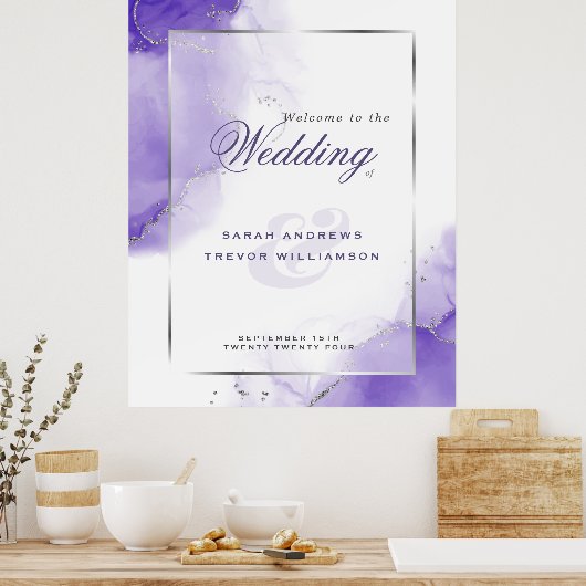 Amethyst Abstract Trouw Welkom Bord Poster (Keuken)