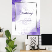 Amethyst Abstract Trouw Welkom Bord Poster (Thuiskantoor)