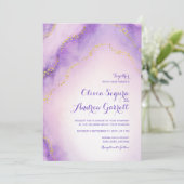 Amethyst Agate Waterverf Painted Wedding Invite Kaart (Staand voorkant)