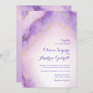 Amethyst Agate Waterverf Painted Wedding Invite Kaart