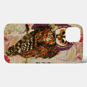 Amethyst & Amber Owl Floral iPad Case (Achterkant (horizontaal))