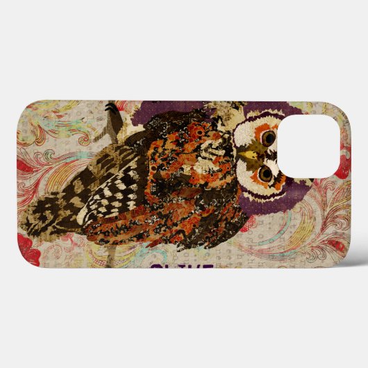 Amethyst & Amber Owl Floral iPad Case (Achterkant (horizontaal))