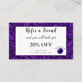 Amethyst & Amethyst Crystal Ball Psychic Medium Aanbevelingskaartje