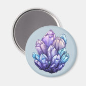 Amethyst and Aqua Crystal Cluster Art Magnet (Voorkant / Achterkant)