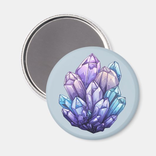Amethyst and Aqua Crystal Cluster Art Magnet (Voorkant / Achterkant)