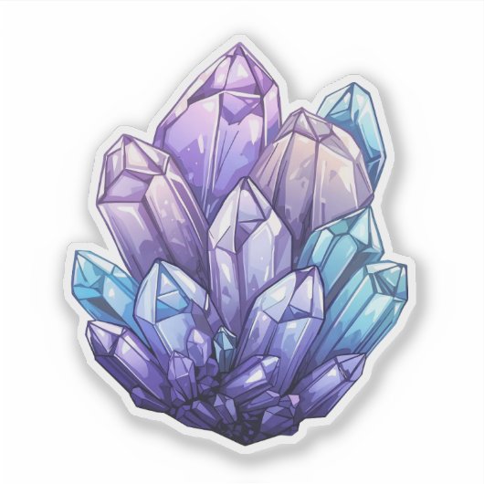 Amethyst and Aqua Crystal Cluster Art Sticker (Voorkant)