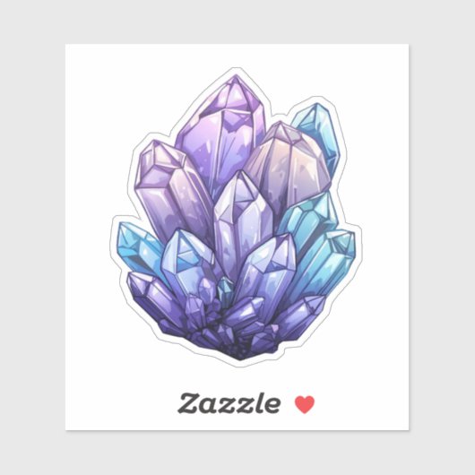 Amethyst and Aqua Crystal Cluster Art Sticker (Vel)