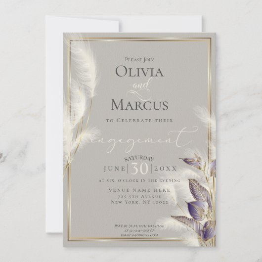 Amethyst Anthurium en Veathery Pampas Grass Kaart (Voorkant)