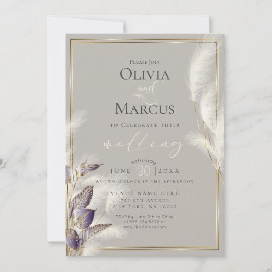 Amethyst Anthurium en Veathery Pampas Grass Kaart (Voorkant)