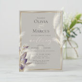 Amethyst Anthurium en Veathery Pampas Grass Kaart (Staand voorkant)