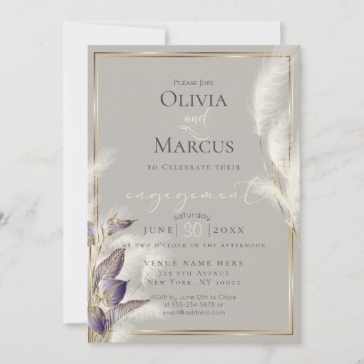 Amethyst Anthurium en Veathery Pampas Grass Kaart (Voorkant)