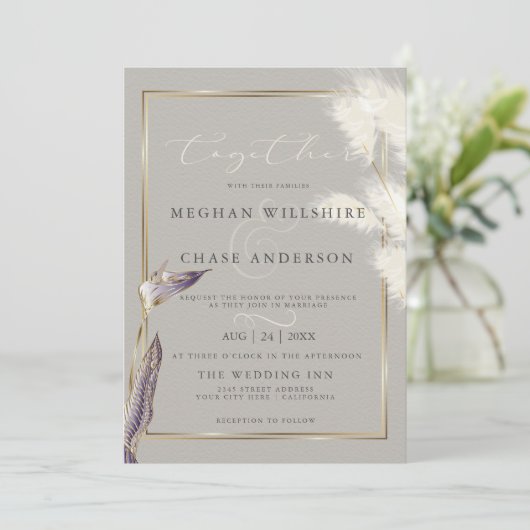 Amethyst Anthurium Pampas Grass Kaart (Staand voorkant)