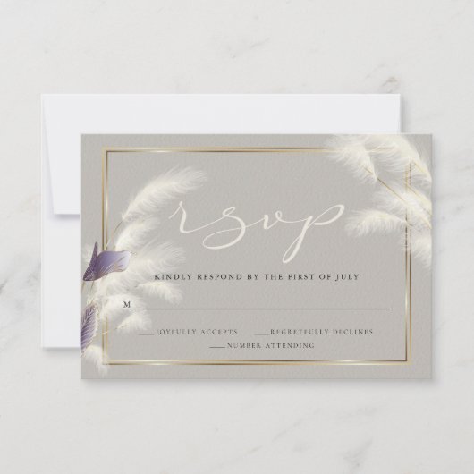 Amethyst Anthurium Pampas Grass RSVP Kaartje (Voorkant)