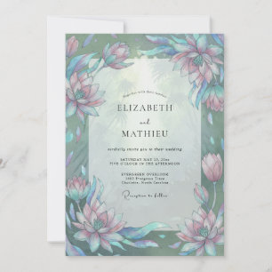 Amethyst Aqua Lotus Eucalyptus Bruiloft Kaart
