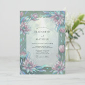 Amethyst Aqua Lotus Eucalyptus Bruiloft Kaart (Staand voorkant)