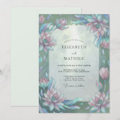 Amethyst Aqua Lotus Eucalyptus Bruiloft Kaart (Voorkant / Achterkant)