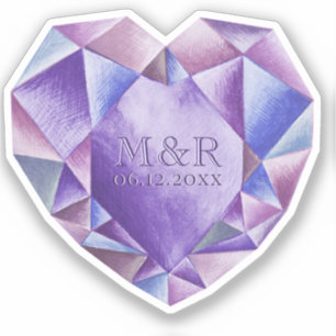 Amethyst Aquarel Hart 33e Huwelijksverjaardag Sticker
