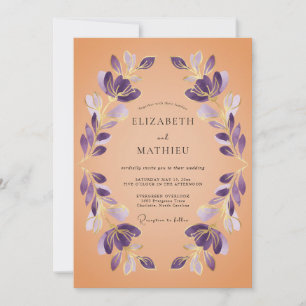 Amethyst Artistieke Botanische Bruiloft Kaart