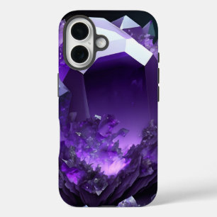 Amethyst Aura Fantasy Rich Paarse Crystal iPhone 16 Hoesje