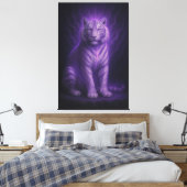 Amethyst Aura White Tiger – Mystic Purple Divine F Canvas Afdruk (Insitu (Slaapkamer))