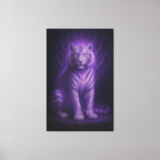 Amethyst Aura White Tiger – Mystic Purple Divine F Canvas Afdruk (Voorkant)