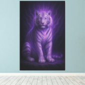 Amethyst Aura White Tiger – Mystic Purple Divine F Canvas Afdruk (Insitu (Houten vloer))