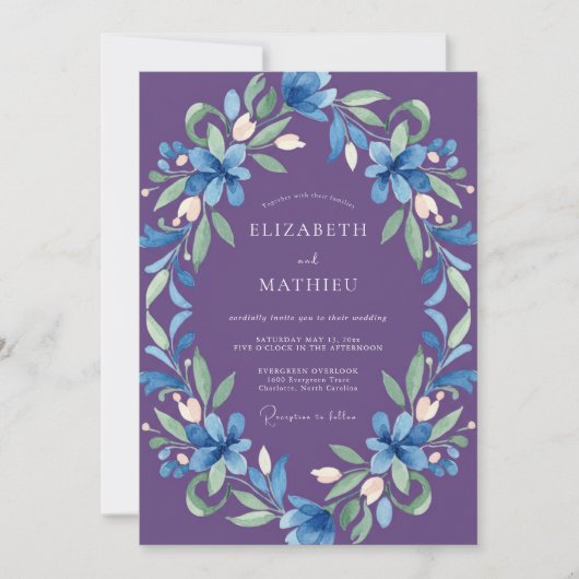 Amethyst Azure Lelie Bruiloft Kaart (Voorkant)