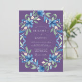 Amethyst Azure Lelie Bruiloft Kaart (Staand voorkant)