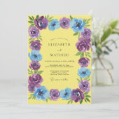 Amethyst Azuur Waterverf Bruiloft Kaart (Staand voorkant)