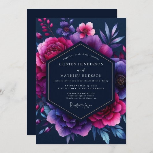 Amethyst Bioluminescent Wedding Kaart (Voorkant / Achterkant)