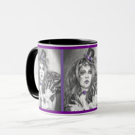 Amethyst Birthstone Broken Doll Mok Coffee Cup (Voorkant links)