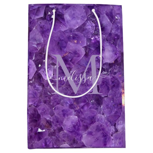 Amethyst Birthstone Monogram Personalized Name Medium Cadeauzakje (Voorkant)