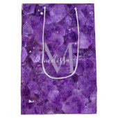 Amethyst Birthstone Monogram Personalized Name Medium Cadeauzakje (Achterkant)