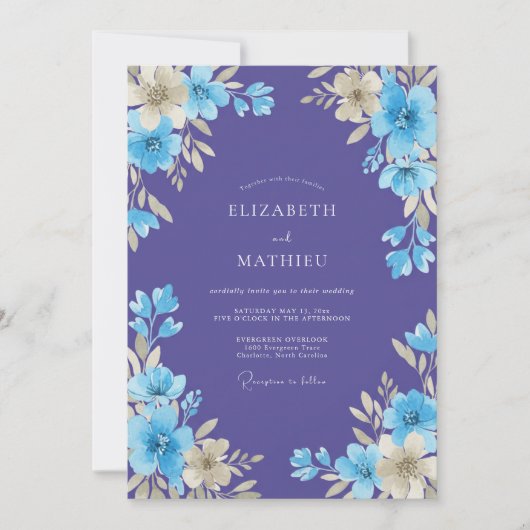 Amethyst Bloemendroom Bruiloft Kaart (Voorkant)