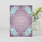 Amethyst Bloemige Wervelende Huwelijk Kaart (Staand voorkant)