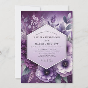 Amethyst Bloemrijke Elegantie Bruiloft Kaart