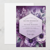 Amethyst Bloemrijke Elegantie Bruiloft Kaart (Voorkant / Achterkant)