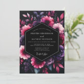 Amethyst Bloemstuk Noir Bruiloft Kaart (Staand voorkant)