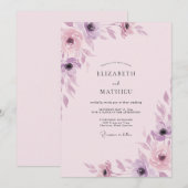 Amethyst Blush Geschilderde Trouw Kaart (Voorkant / Achterkant)