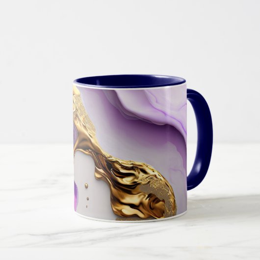 Amethyst & Blush Marble with Liquid Gold Mok (Voorkant rechts)