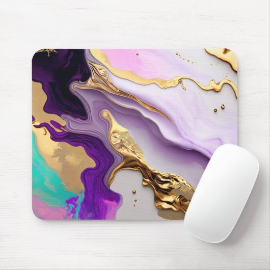 Amethyst & Blush Marmer met Vloeibaar Goud Muismat (Met muis)