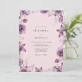 Amethyst Blush Pioen Huwelijk Kaart (Staand voorkant)
