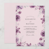 Amethyst Blush Pioen Huwelijk Kaart (Voorkant / Achterkant)