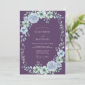 Amethyst Boeket Eucalyptus Bruiloft Kaart (Staand voorkant)