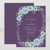 Amethyst Boeket Eucalyptus Bruiloft Kaart (Voorkant / Achterkant)