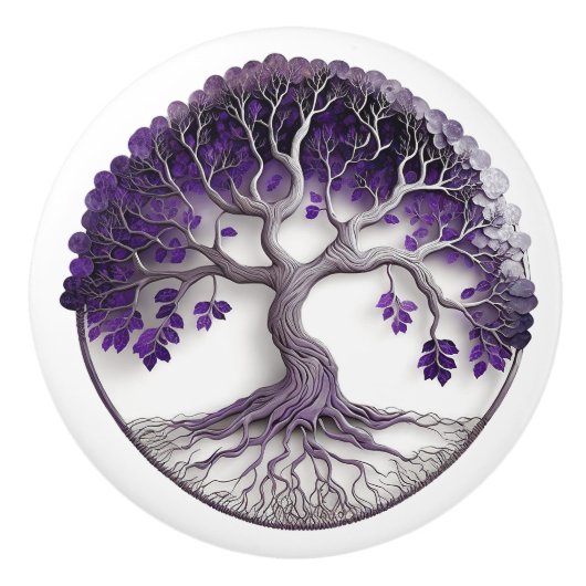 Amethyst-boom van de levensYggdrasil Keramische Knop (Voorkant)
