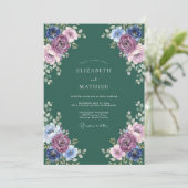 Amethyst bosblad eucalyptus bruiloft kaart (Staand voorkant)